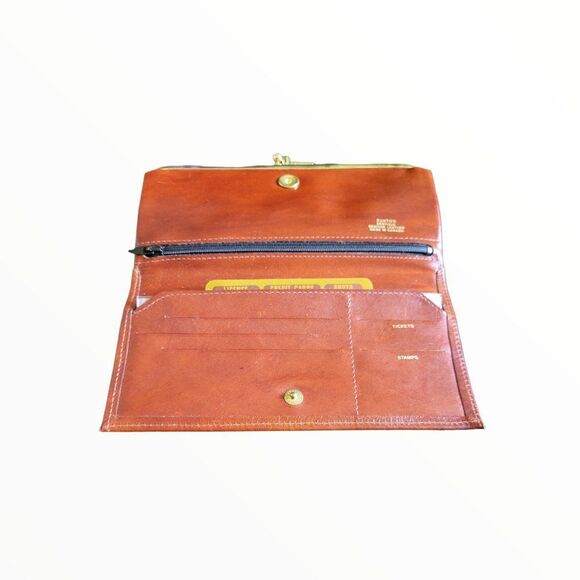 BUXTON VINTAGE BROWN LEATHER CONTINENTAL WALLET - Picture 5 of 6